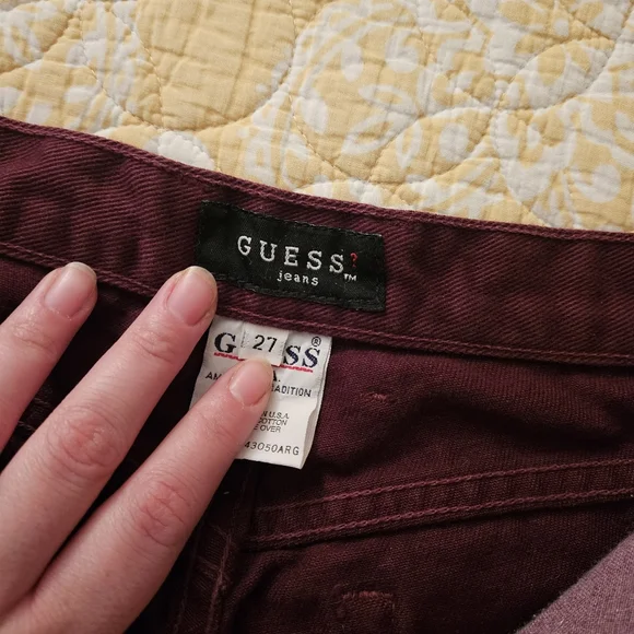 RARE Vintage Guess High Rise Straight Leg Jeans Maroon - Picture 10 of 13
